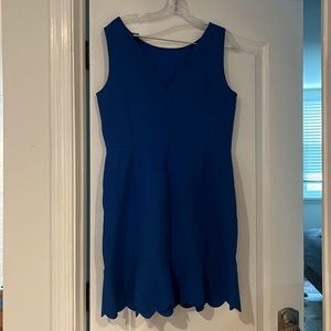 Jcrew scalloped hem blue work dress